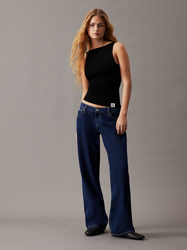 débardeur slim dos-nu en maille ck black pour femmes calvin klein jeans