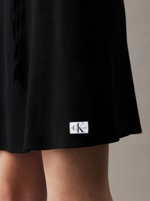 ck black soft twill tie waist dress for women calvin klein jeans