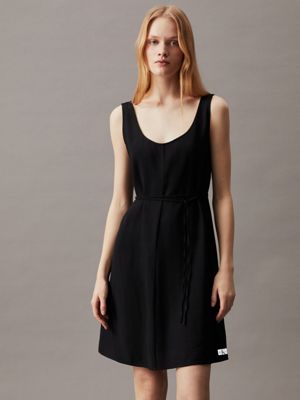 black soft twill tie waist dress for women calvin klein jeans