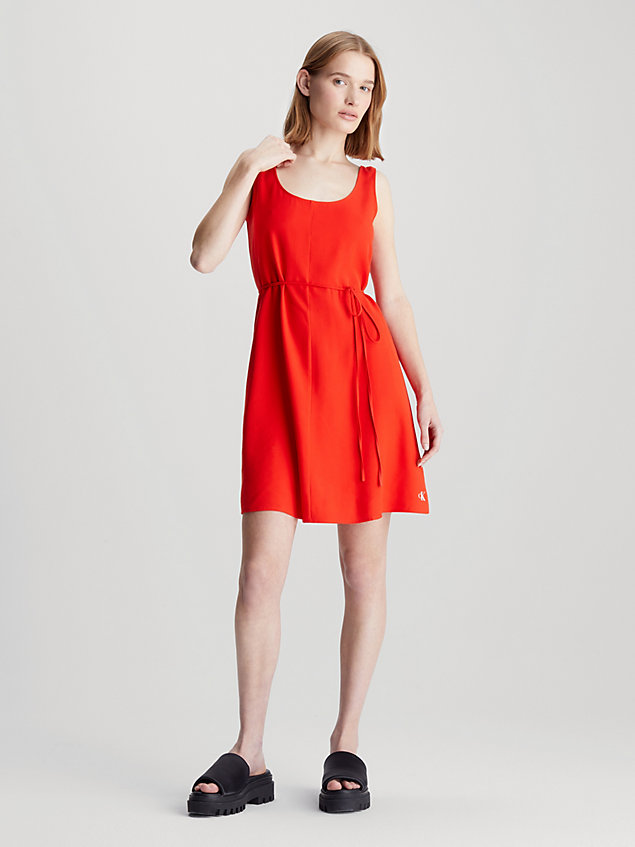 robe nouée à la taille en sergé doux red pour femmes calvin klein jeans