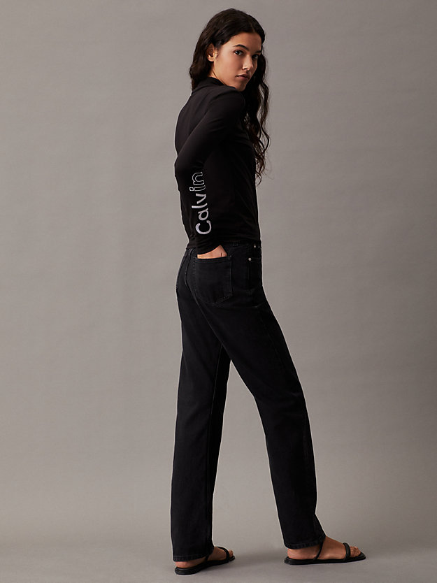 t-shirt multi-logo a maniche lunghe ck black da donne calvin klein jeans