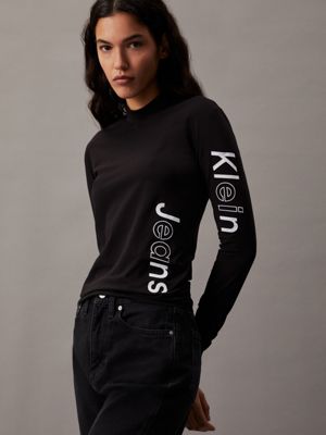 Buy Calvin Klein Logo Detail Long Sleeves Bralette In Black