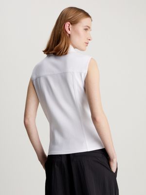 bright white coated milano sleeveless shirt for women calvin klein jeans