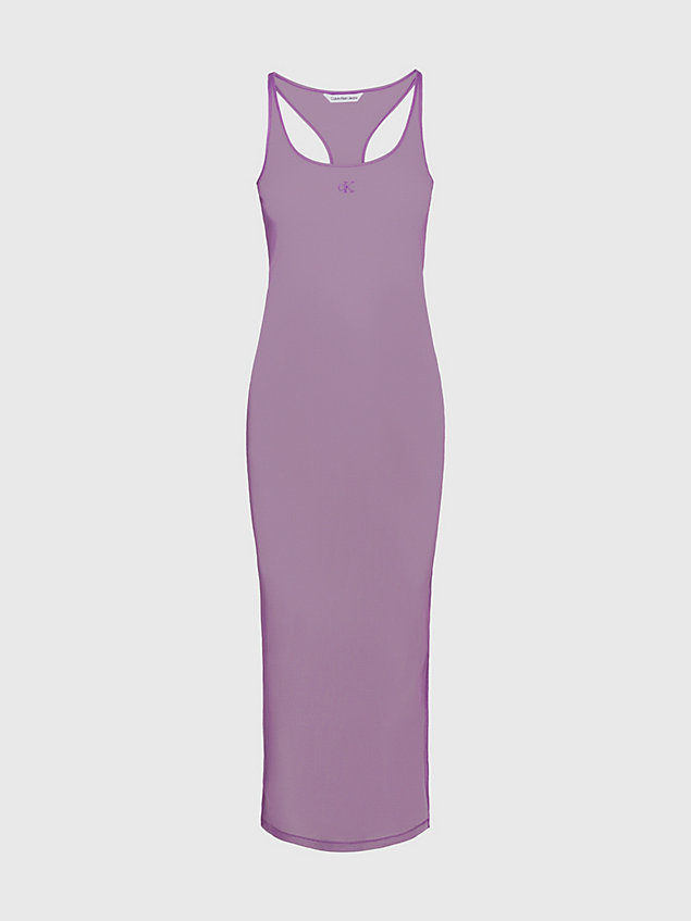 purple sukienka maxi bez rękawów z prześwitującej siateczki dla kobiety - calvin klein jeans