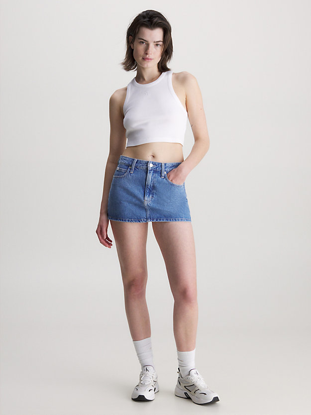 bright white cropped tanktop met racerback voor dames - calvin klein jeans
