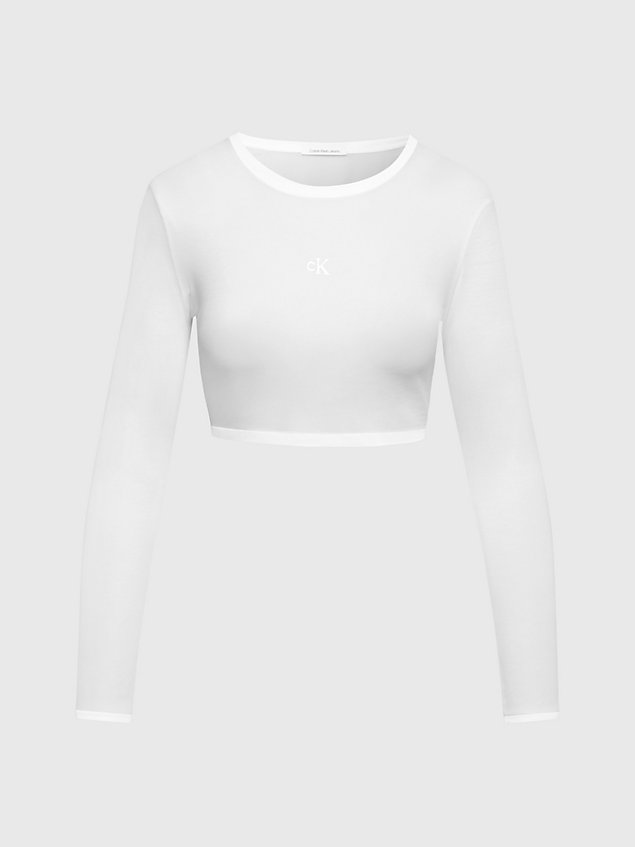 white sheer cropped long sleeve top for women calvin klein jeans
