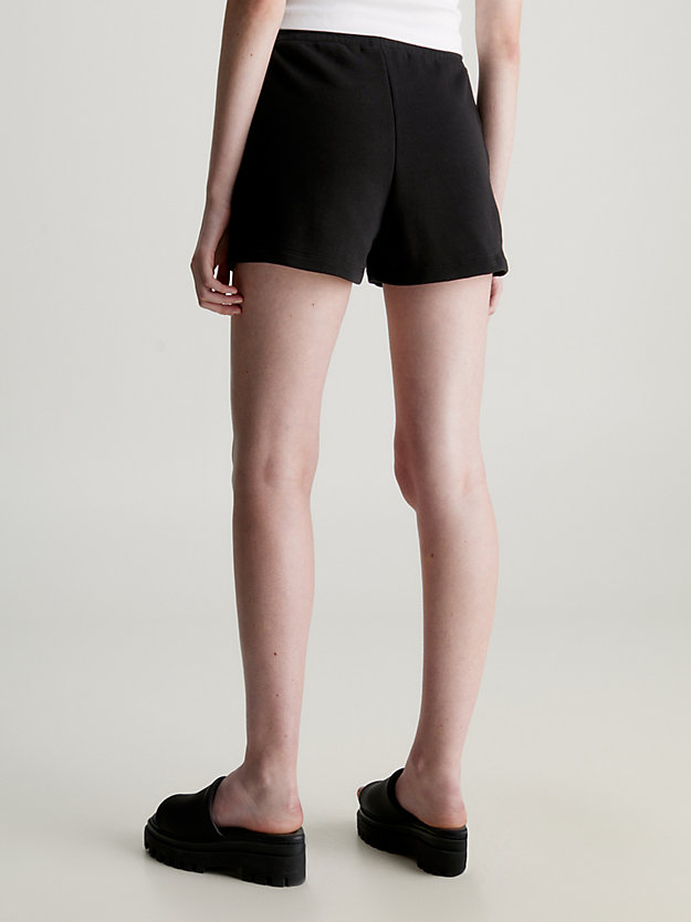 shorts de chándal de felpa de algodón ck black de mujeres calvin klein jeans