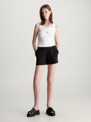 ck black cotton terry jogger shorts for women calvin klein jeans