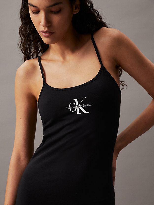 robe caraco slim avec monogramme ck black pour femmes calvin klein jeans