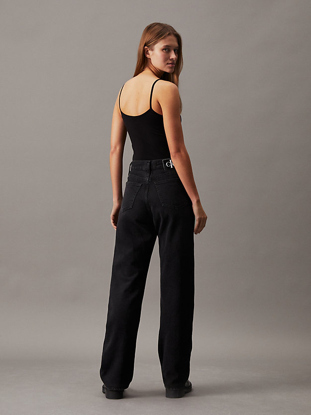 ck black bodysuit met monogram van stretchkatoen voor dames - calvin klein jeans