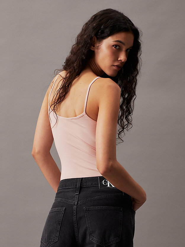 sepia rose cotton stretch monogram bodysuit for women calvin klein jeans