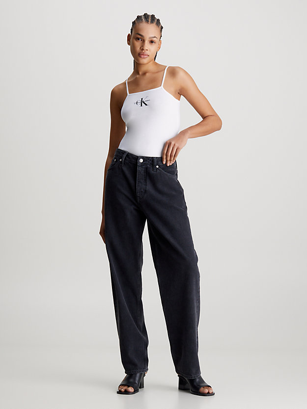 bright white monogramm-body aus stretch-baumwolle für damen - calvin klein jeans