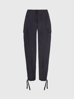 ck black low rise parachute pants for women calvin klein jeans