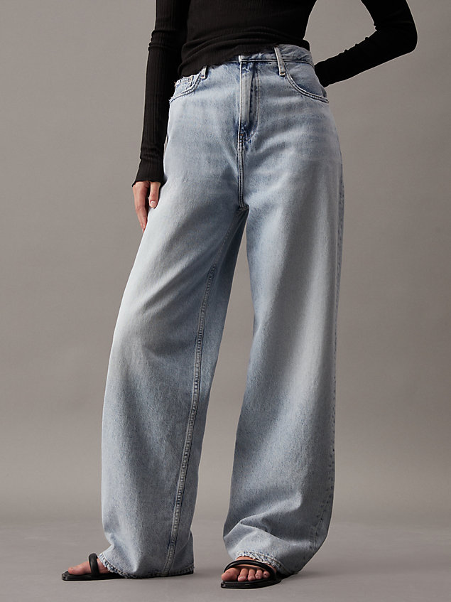 high rise relaxed jeans denim de mujeres calvin klein jeans