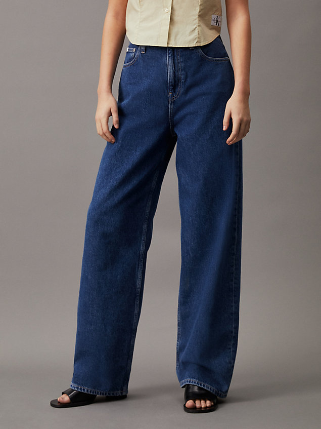 high rise relaxed jeans denim de mujeres calvin klein jeans