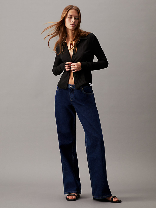 denim dark baggy jeans met extreem lage taille voor dames - calvin klein jeans