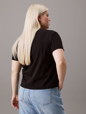 ck black plus size multi logo t-shirt for women calvin klein jeans