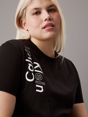 ck black plus size multi logo t-shirt for women calvin klein jeans