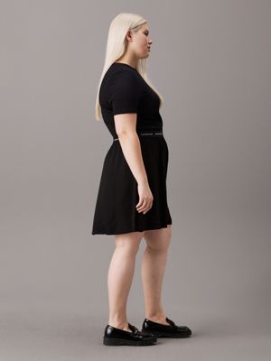 ck black plus size logo tape dress for women calvin klein jeans