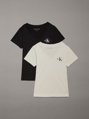 cream 2 pack v-neck t-shirts for women calvin klein jeans