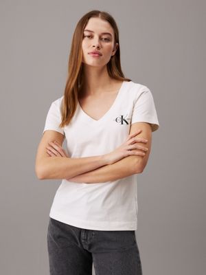 ivory / ck black 2 pack v-neck t-shirts for women calvin klein jeans