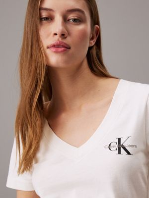 ivory / ck black 2 pack v-neck t-shirts for women calvin klein jeans