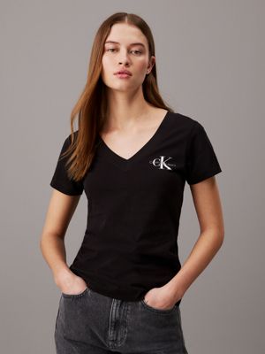 ivory / ck black 2 pack v-neck t-shirts for women calvin klein jeans