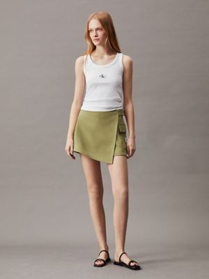 dark juniper utility wrap skort for women calvin klein jeans