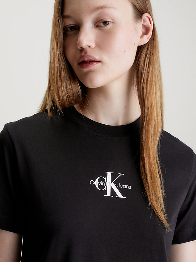 ck black monogramm-boyfriend-t-shirt-kleid für damen - calvin klein jeans