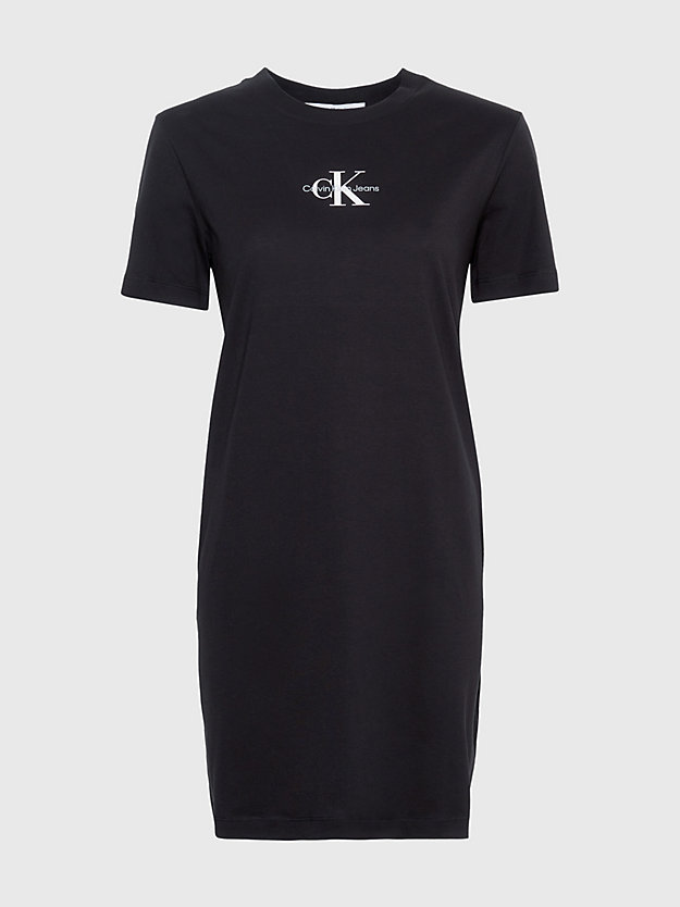 ck black monogramm-boyfriend-t-shirt-kleid für damen - calvin klein jeans
