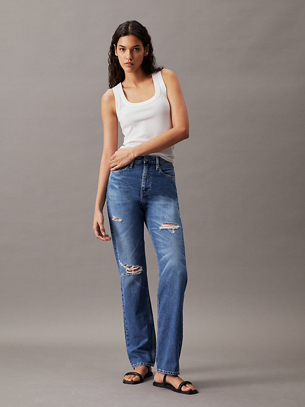 high rise straight jeans denim medium da donne calvin klein jeans