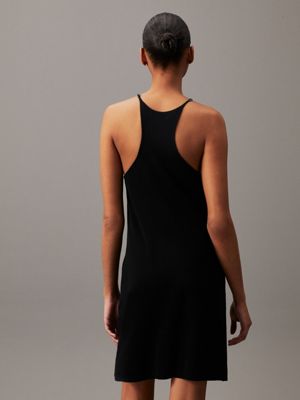 ck black soft ribbed lyocell tank dress for women calvin klein jeans