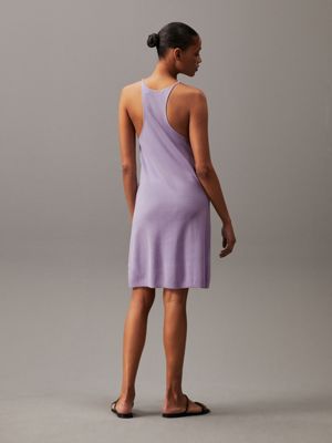 pastel lilac soft ribbed lyocell tank dress for women calvin klein jeans