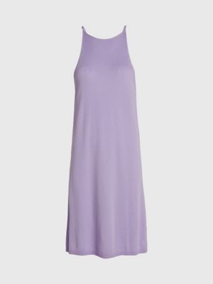 pastel lilac soft ribbed lyocell tank dress for women calvin klein jeans