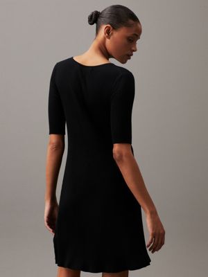 ck black soft ribbed lyocell dress for women calvin klein jeans