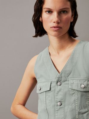 slate gray cotton twill utility dress for women calvin klein jeans