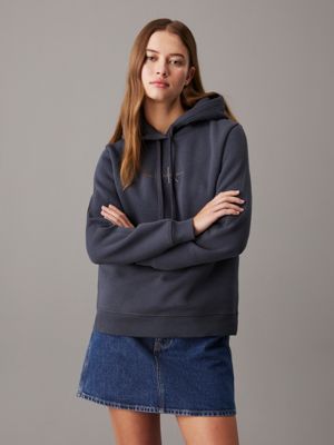 black fleece monogram hoodie for women calvin klein jeans