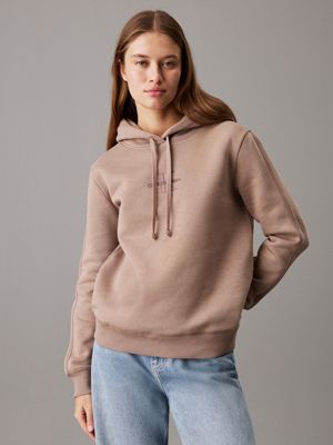 grey fleece monogram hoodie for women calvin klein jeans