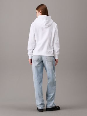 bright white fleece monogram hoodie for women calvin klein jeans