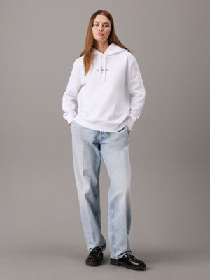 bright white fleece monogram hoodie for women calvin klein jeans