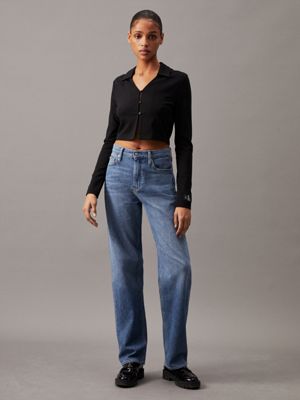 ck black milano jersey cropped cardigan for women calvin klein jeans