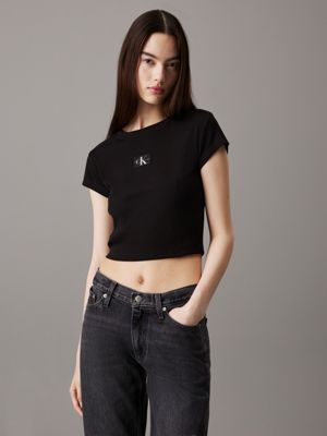 Calvin klein women's black t shirt online