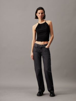 ck black tie detail sleeveless top for women calvin klein jeans