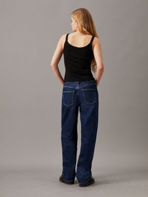 ck black ribbed cotton tank top for women calvin klein jeans