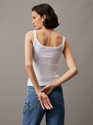 bright white ribbed cotton tank top for women calvin klein jeans