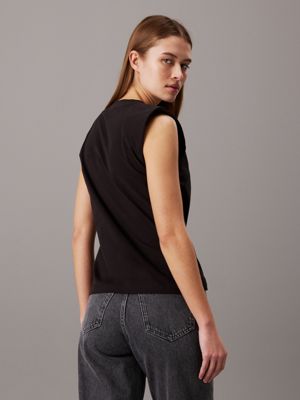 ck black relaxed sleeveless t-shirt for women calvin klein jeans