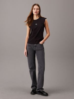 ck black relaxed sleeveless t-shirt for women calvin klein jeans