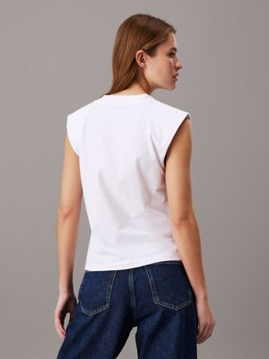 bright white relaxed sleeveless t-shirt for women calvin klein jeans