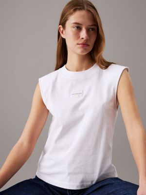 bright white relaxed sleeveless t-shirt for women calvin klein jeans