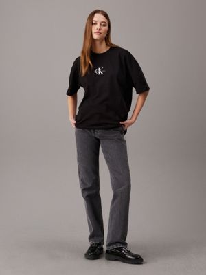 ck black monogram boyfriend t-shirt for women calvin klein jeans